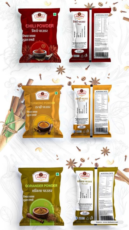 Spice pouch packaging design Spice packaging design